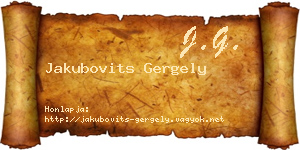 Jakubovits Gergely névjegykártya
